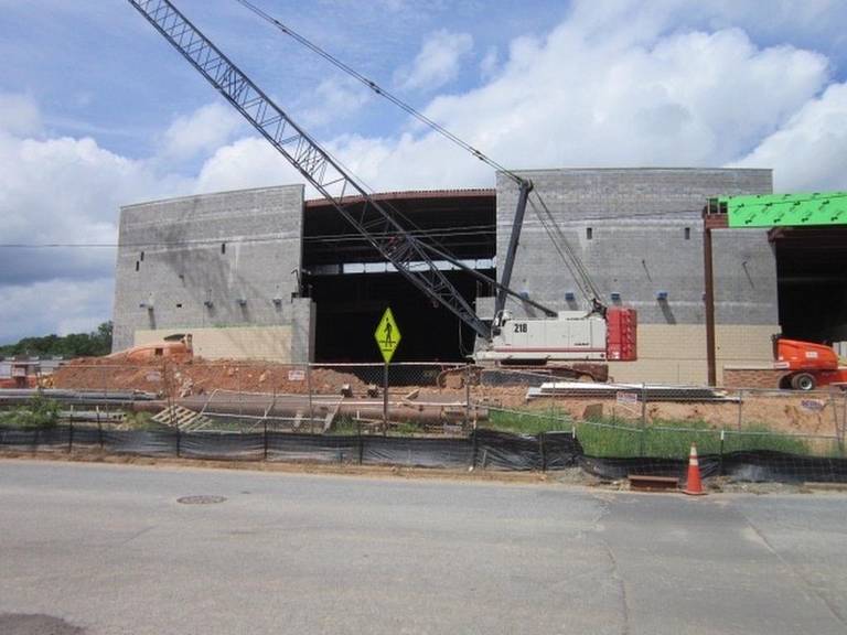 construction on new mooresville high school auditorium for arts and music 